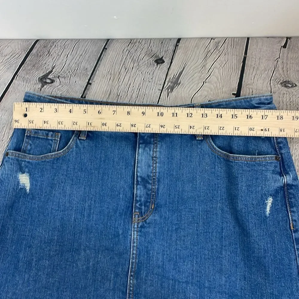 Old Navy Blue Mini Casual Denim Jean distressed skirt size 16